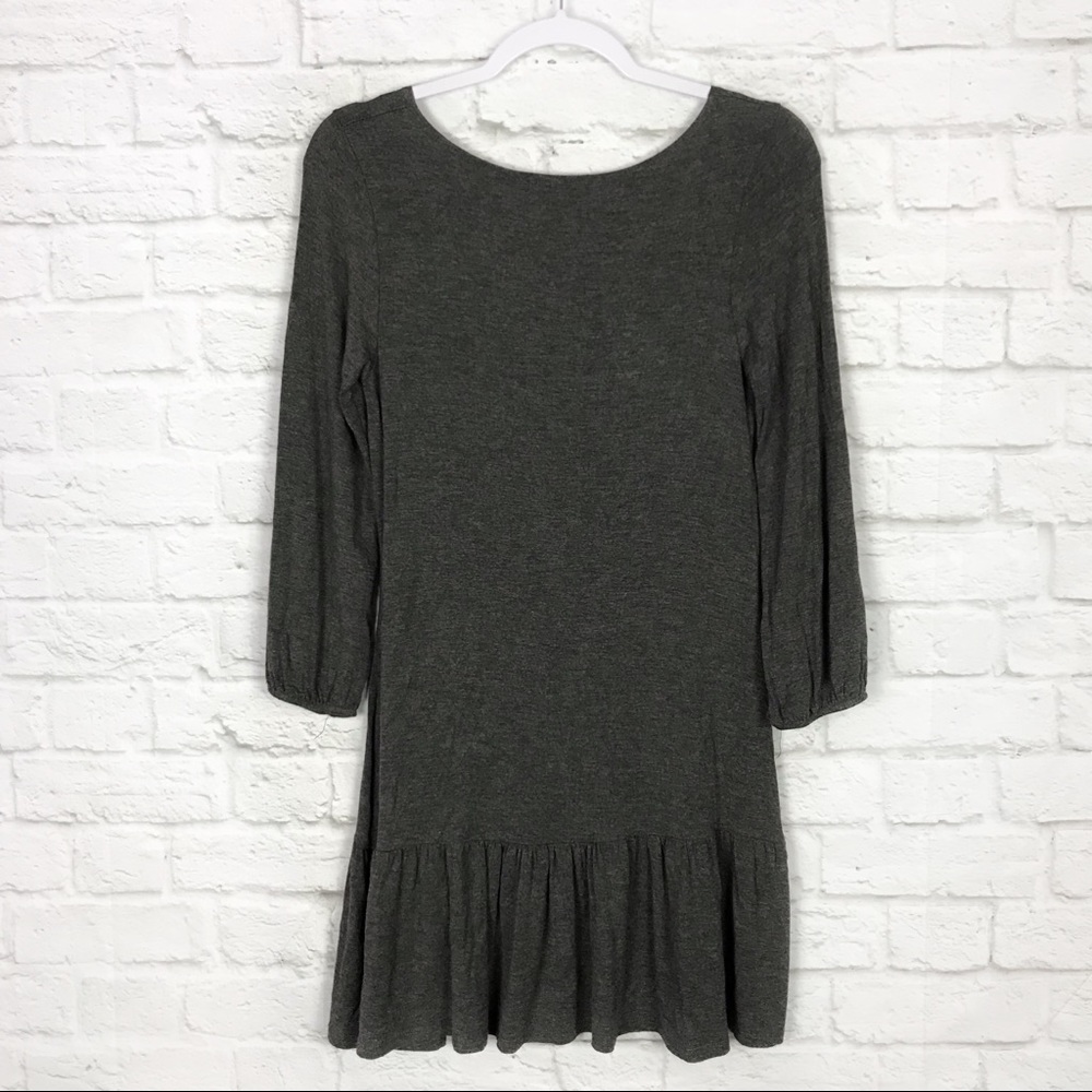 Aime Gray Drop Waist Peplum Tunic Mini Dress S - Picture 2 of 5